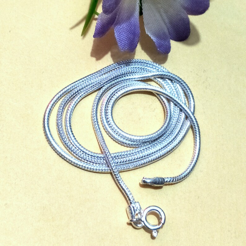 Necklace Snake Chain Solid Sterling Silver 925 Length 18 Lobster Clasp Thickness 1.5 MM Item Code CJ 106 Inches