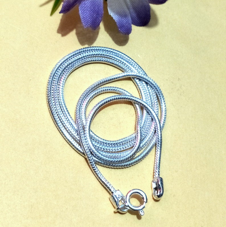 Necklace Snake Chain Solid Sterling Silver 925 Length 18 Lobster Clasp Thickness 1.5 MM Item Code CJ 106 Inches