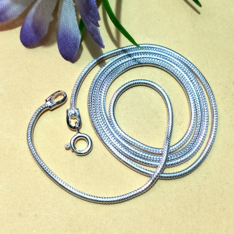 Necklace Snake Chain Solid Sterling Silver 925 Length 18 Lobster Clasp Thickness 1.5 MM Item Code CJ 106 Inches