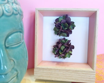 Wedding earrings made from dried and preserved flowers