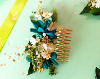 Hochzeitshaarkamm aus getrockneten und konservierten Blumen