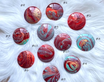 Round Refrigerator Magnet, Wood Domed Magnet, Acrylic Pour, Hand Painted Magnets, Colorful Office Decor, Unique Art Magnet, Teacher Gift