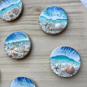 Ocean Themed Magnet, Seashell Magnet, Refrigerator Magnet, Star Magnet, Round Magnet, Choose Your Magnet, Beach Theme, Functional Resin Art image 4