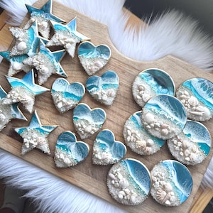Ocean Themed Magnet, Seashell Magnet, Refrigerator Magnet, Star Magnet, Round Magnet, Choose Your Magnet, Beach Theme, Functional Resin Art