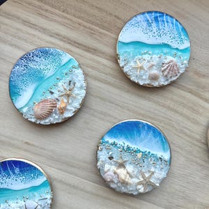 Ocean Themed Magnet, Seashell Magnet, Refrigerator Magnet, Star Magnet, Round Magnet, Choose Your Magnet, Beach Theme, Functional Resin Art image 5