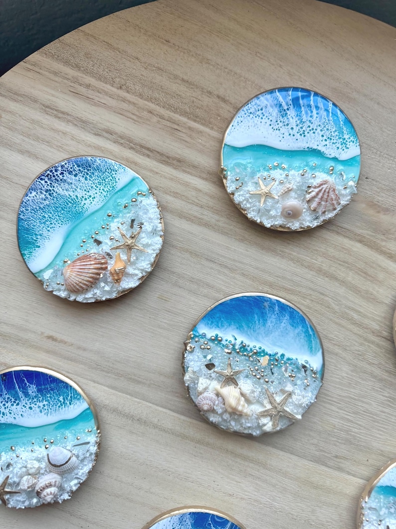 Ocean Themed Magnet, Seashell Magnet, Refrigerator Magnet, Star Magnet, Round Magnet, Choose Your Magnet, Beach Theme, Functional Resin Art image 5