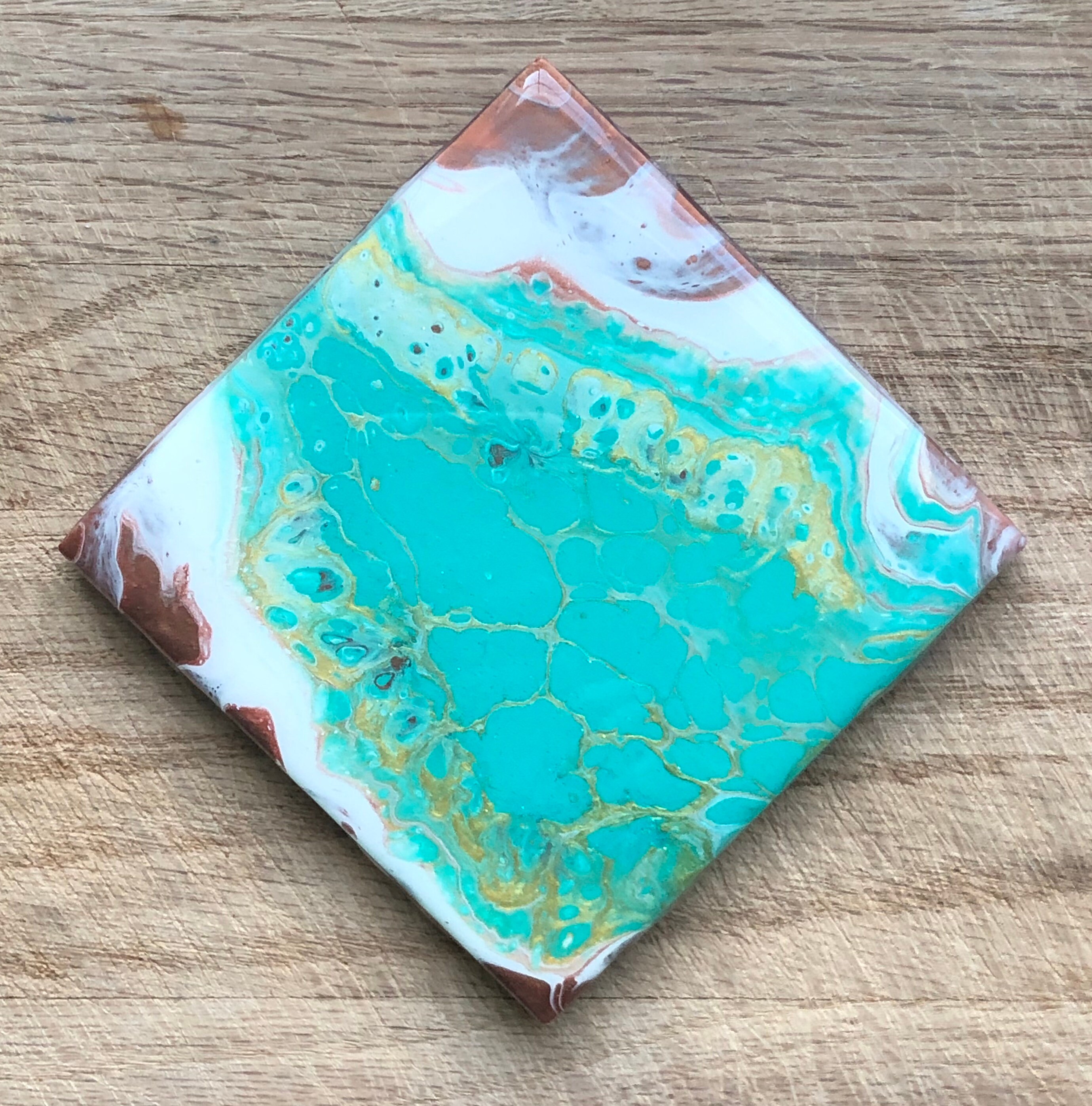 Fluid Art Coasters Square Coasters Resin Coasters Turquoise Etsy