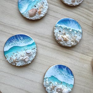 Ocean Themed Magnet, Seashell Magnet, Refrigerator Magnet, Star Magnet, Round Magnet, Choose Your Magnet, Beach Theme, Functional Resin Art image 3