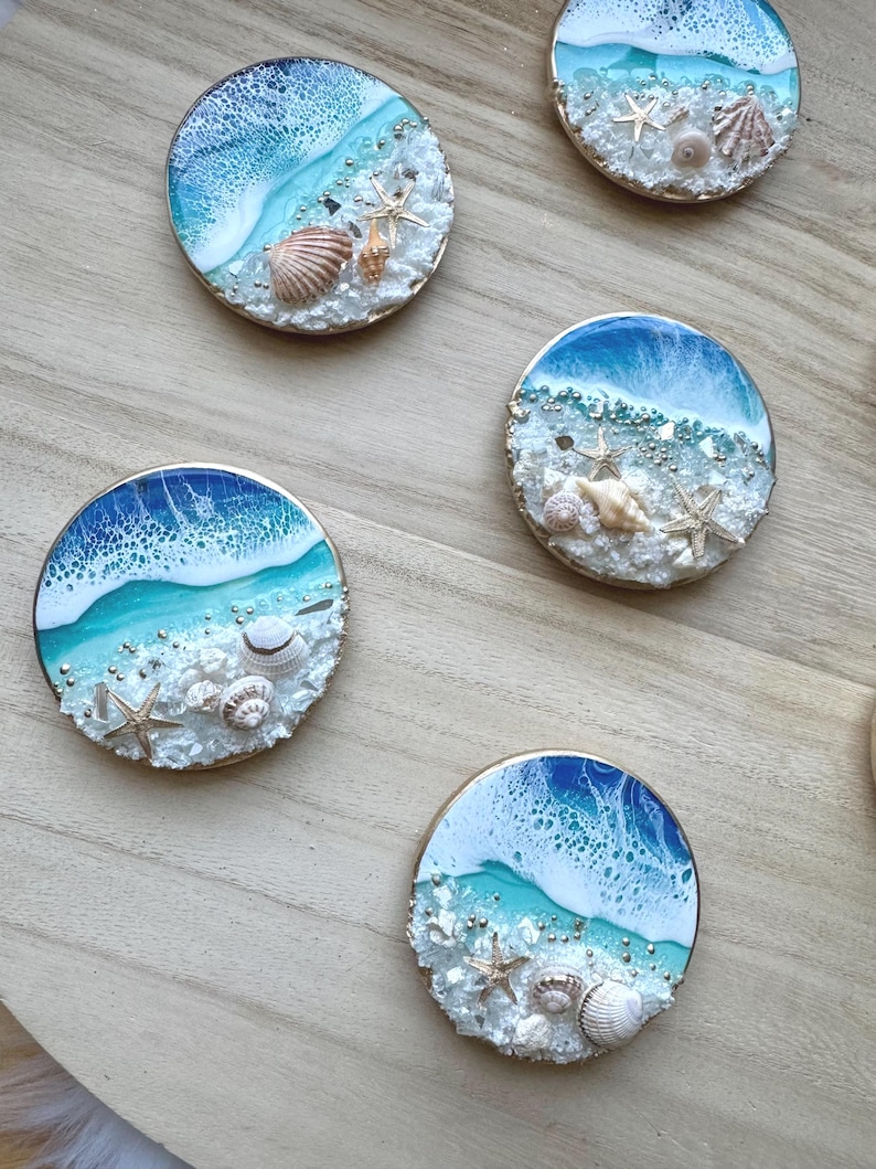 Ocean Themed Magnet, Seashell Magnet, Refrigerator Magnet, Star Magnet, Round Magnet, Choose Your Magnet, Beach Theme, Functional Resin Art image 3