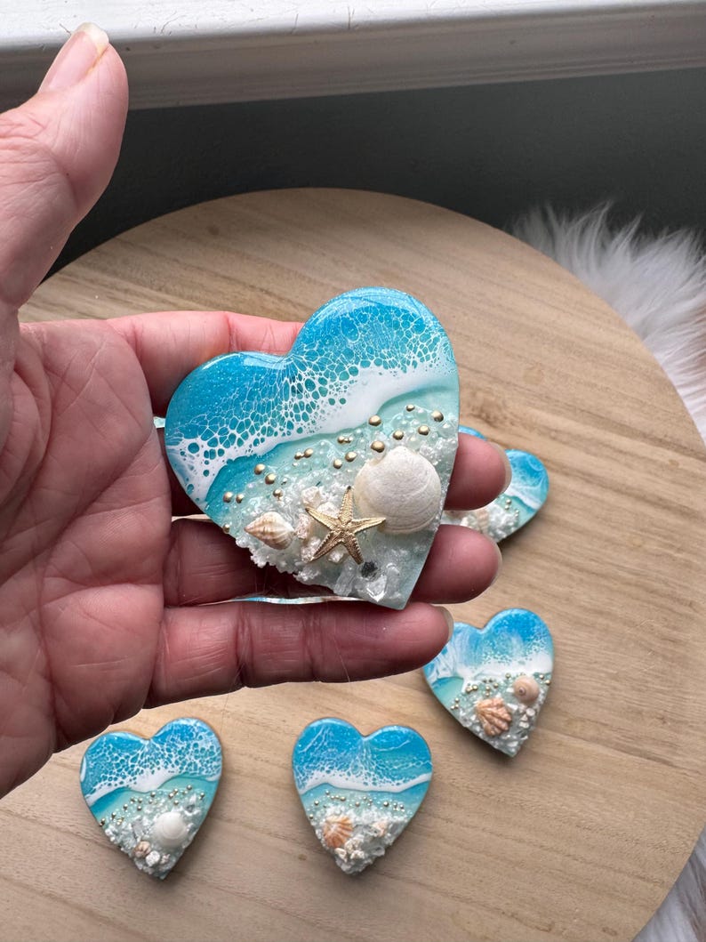 Ocean Themed Magnet, Seashell Magnet, Refrigerator Magnet, Star Magnet, Round Magnet, Choose Your Magnet, Beach Theme, Functional Resin Art image 9