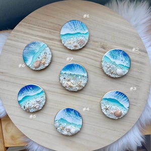 Ocean Themed Magnet, Seashell Magnet, Refrigerator Magnet, Star Magnet, Round Magnet, Choose Your Magnet, Beach Theme, Functional Resin Art image 2
