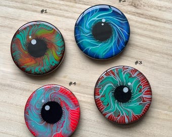Eyeball Refrigerator Magnet, Hand Painted Whimsical