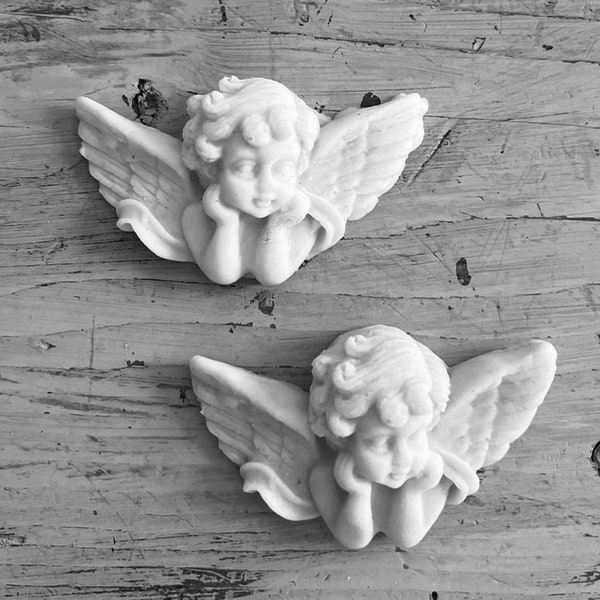 Precious Pair of Angels with Wings Applique, Onlay, Architectural - Item 24-0708