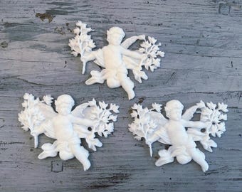 Angelica Angels with Floral Sprays Furniture Applique Onlays - 26-0708