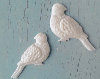 Pair of Angelica Playful Shabby Finches Appliqués - Item 47-0708