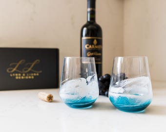 Hand-Designed Resin Wine Glass Set: Eco-Friendly, Gift Boxed