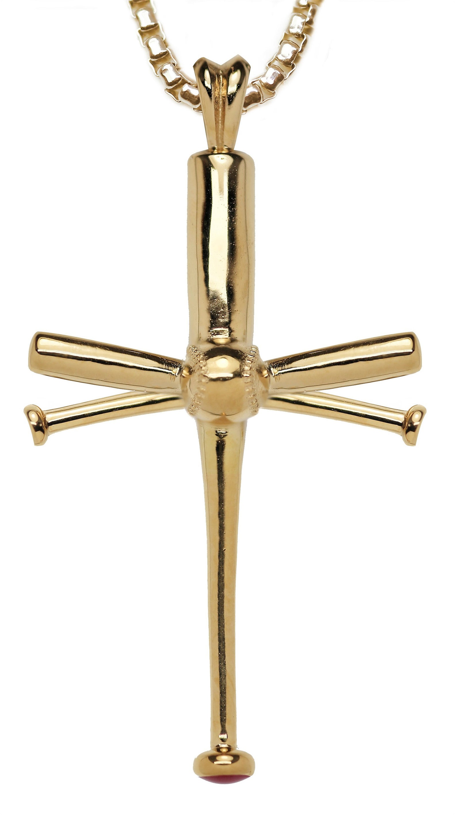 Baseball Bat Cross in Pure Italian 18kt Gold Over Sterling Silver, With