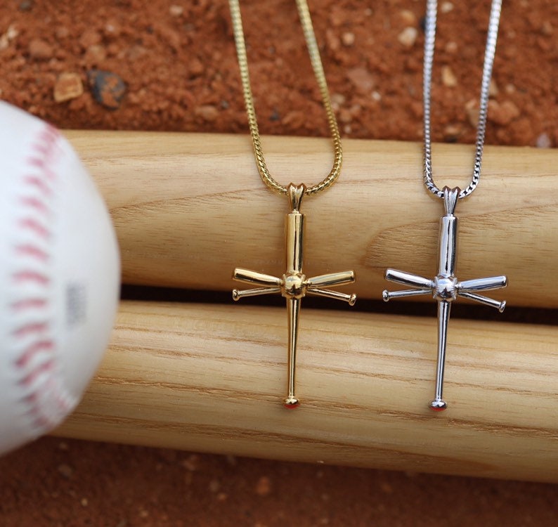 Handmade Solid Sterling Silver Baseball Bat Cross Pendant Etsy
