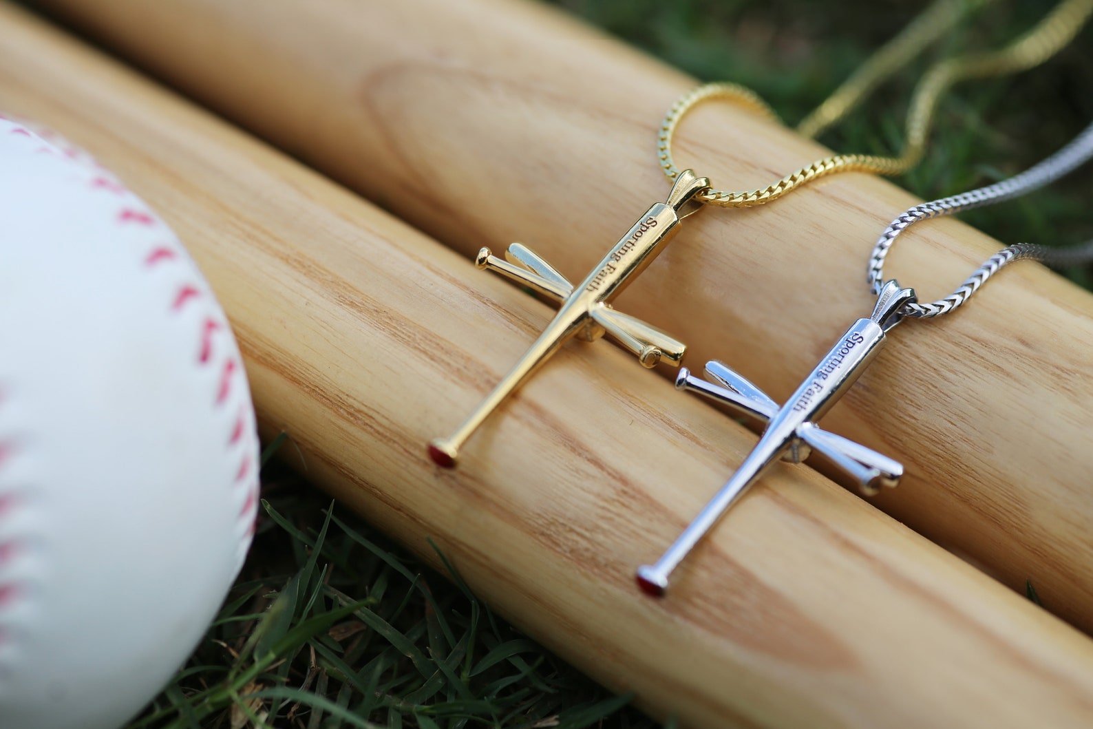 Baseball Bat Cross in Pure Italian 18kt Gold Over Sterling Etsy