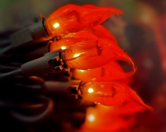 Mini Incandescent String Light 50 Count Pumpkin Handmade
