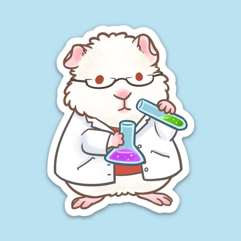 Mortimer Does Science Guinea Pig Vinyl Static Cling Etsy