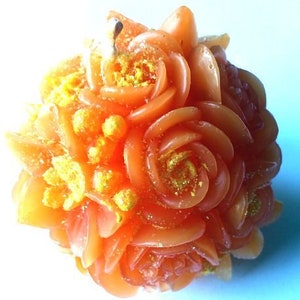 Candle flower ball, motif candle, candle Gelb-Orange