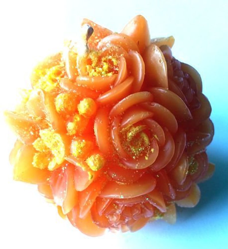 Candle flower ball, motif candle, candle Gelb-Orange