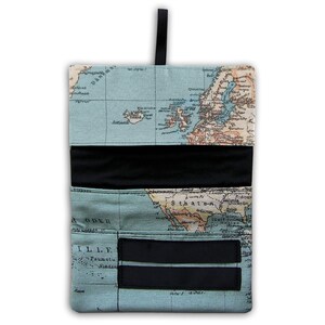 Tobacco pouch, world map fabric print image 5