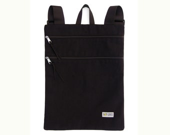 Black minimalist cotton fabric backpack