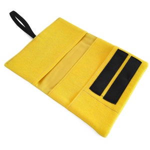 Tobacco pouch, Tobacco fabric case with pockets, Smoking bag black color Yellow