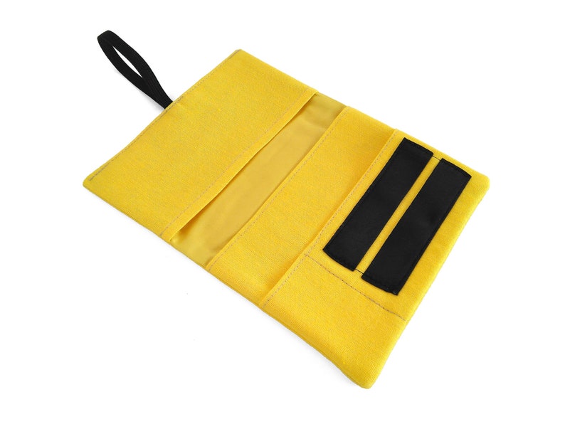 Tobacco pouch, Tobacco fabric case with pockets, Smoking bag black color Yellow