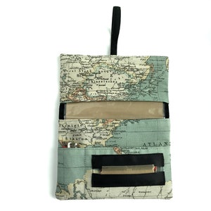 Tobacco pouch, world map fabric print image 10