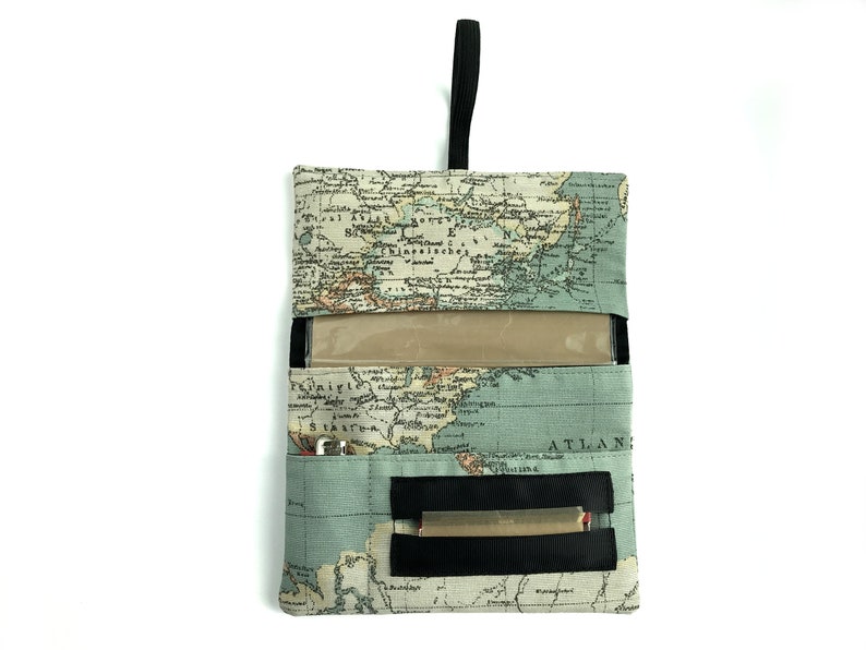 Tobacco pouch, world map fabric print image 10