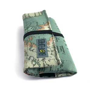 Tobacco pouch, world map fabric print image 8