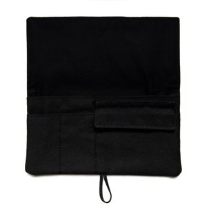 Tobacco pouch black color, handmade tobacco bag, smoking pouch with pockets, rolling tobacco pouch for smoking people, tobacco wallet image 9