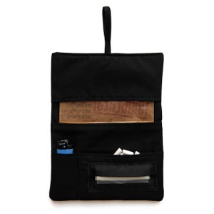 Tobacco pouch, Tobacco fabric case with pockets, Smoking bag black color image 2