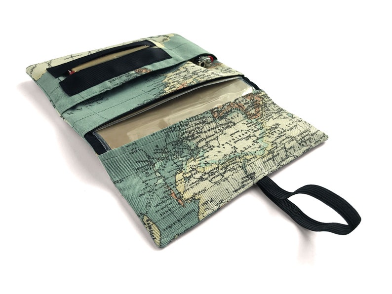 Tobacco pouch, world map fabric print image 9