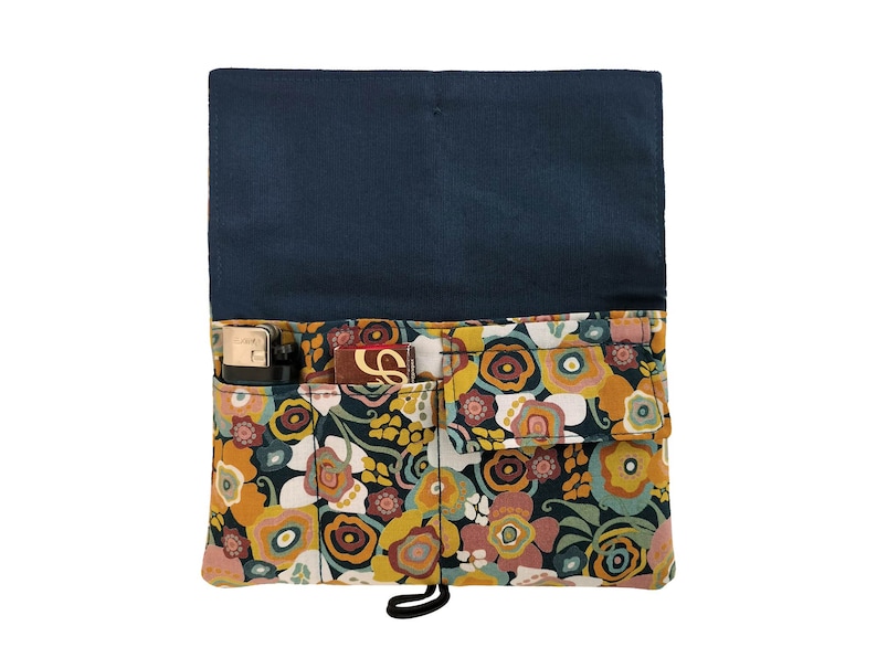 Tobacco pouch Flowers, Tobacco fabric pouch with pockets, smoking bag image 7