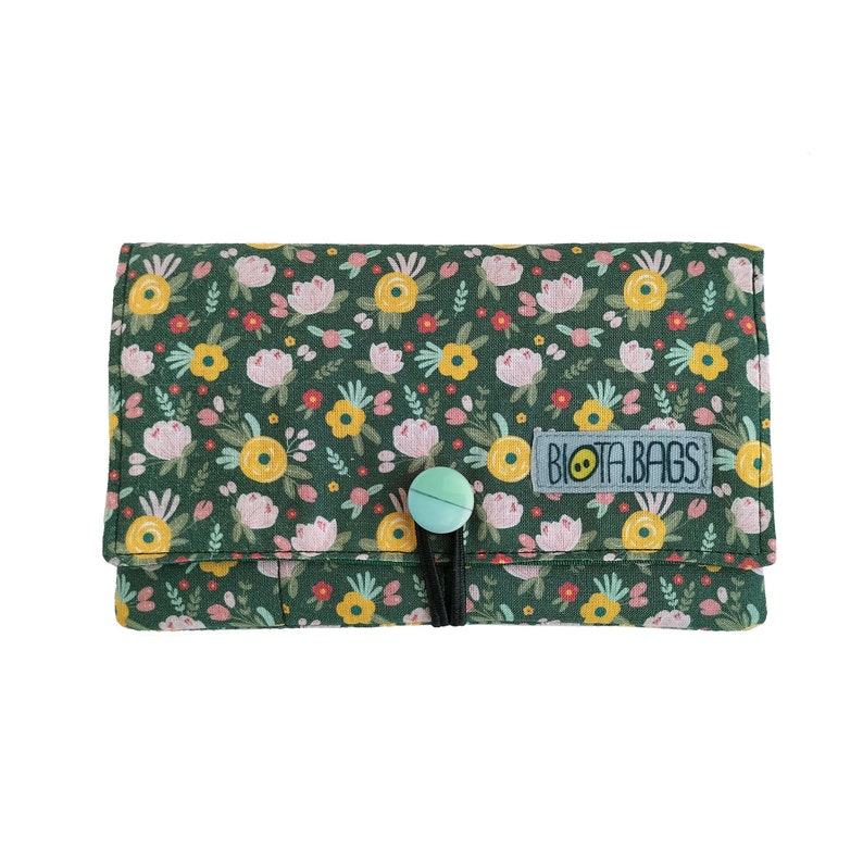Tobacco pouch Flowers, Tobacco fabric pouch with pockets, smoking bag Flores Verde