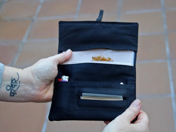 Fabric Rolling Tobacco Pouch Musical Notes Print,handmade Case With  Pockets, Smoker Gift, Tobacco Accessories Holder