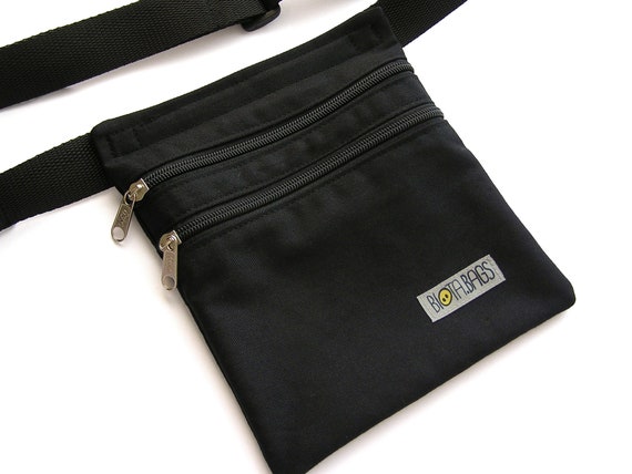 Rinonera plana tela Negra Bolso de cintura Bandolera Bolsillo cinturon Bolso cruzado Etsy Espana