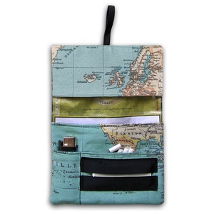 Tobacco pouch, world map fabric print image 4