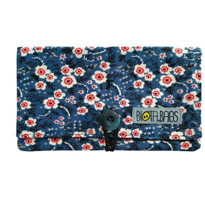 Tobacco pouch Flowers, Tobacco fabric pouch with pockets, smoking bag Flores cerezo azul