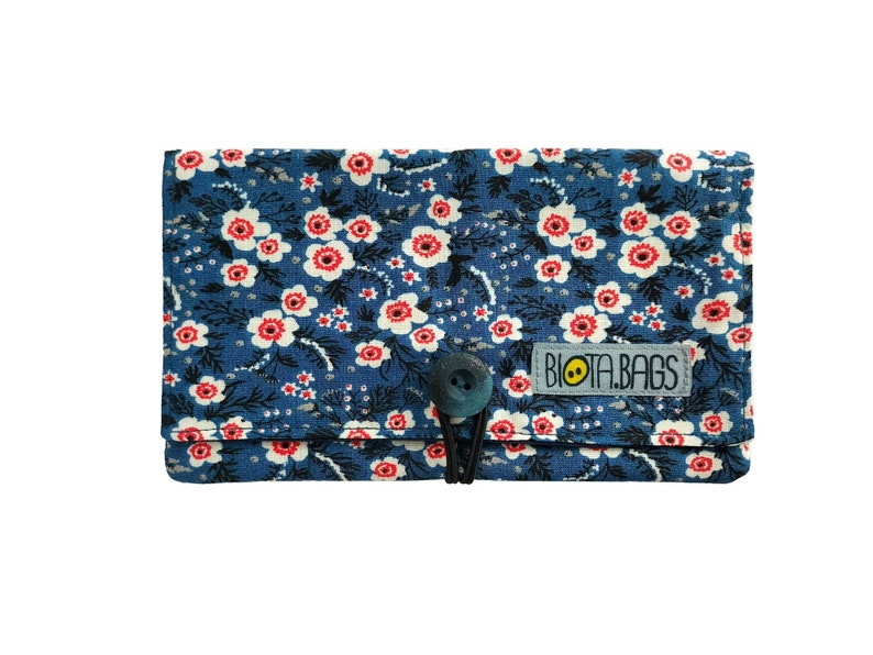 Tobacco pouch Flowers, Tobacco fabric pouch with pockets, smoking bag Flores cerezo azul