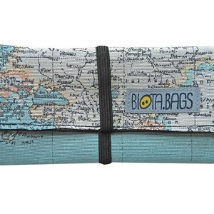 Tobacco pouch, world map fabric print image 7