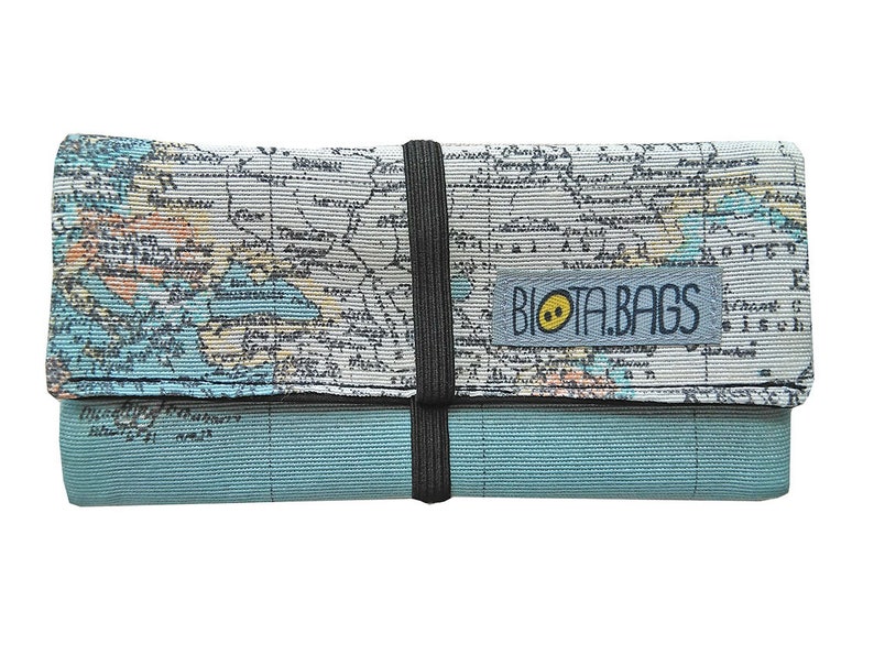 Tobacco pouch, world map fabric print image 7