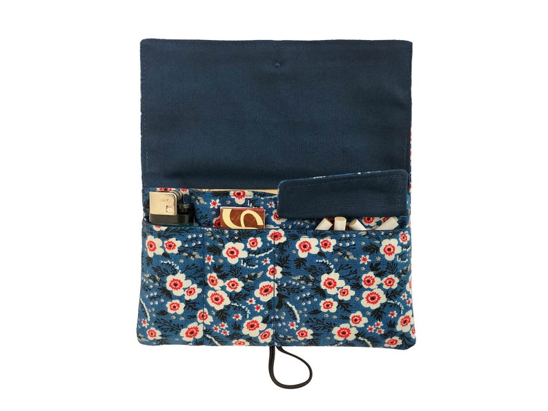 Tobacco pouch Flowers, Tobacco fabric pouch with pockets, smoking bag image 3