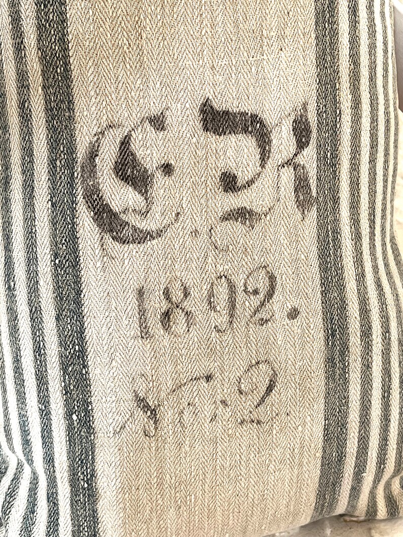 1892: large pillow made of strong linen sack image 3