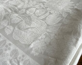 Enorme, pesada y hermosa: manta antigua de damasco XL hecha de lino monograma 3,2 x 2,1