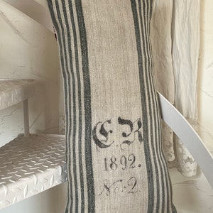 1892: large pillow made of strong linen sack image 6